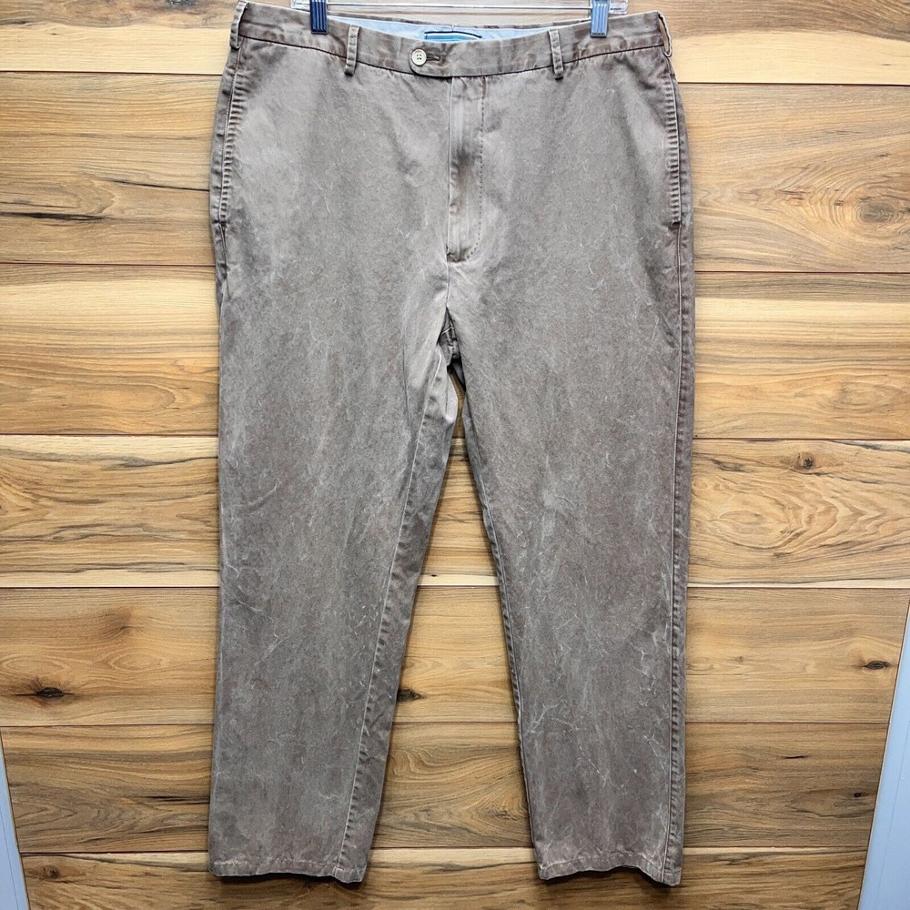 Peter Millar Chino Pants Men 34 Brown 100% Cotton Mid-Rise Slash Pockets Zip Fly